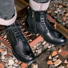 2019 Men's Martin Boots Lace Up Genuine Leather Bogues High Top Casual Shoes Formal Business Vintage Male Ankle Boots 2019 Men's Martin Boots Lace Up Genuine Leather Bogues High Top Casual Shoes Formal Business Vintage Male Ankle Boots