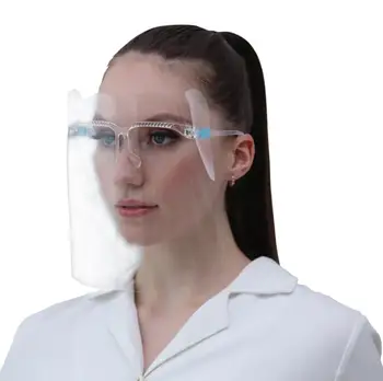 

50PCS/LOT PET Face Shield With Glass Holder Safety Oil-Splash Proof Face Cover Transparent Facial Glass Kitchen Tools
