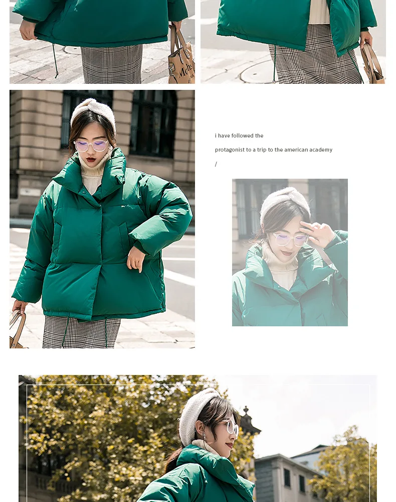 Женский пуховик, короткий,, стиль, толстый, Южная Корея, Dongdaemun X2, белый, утиный пух, короткий, рост, пуховик, модный
