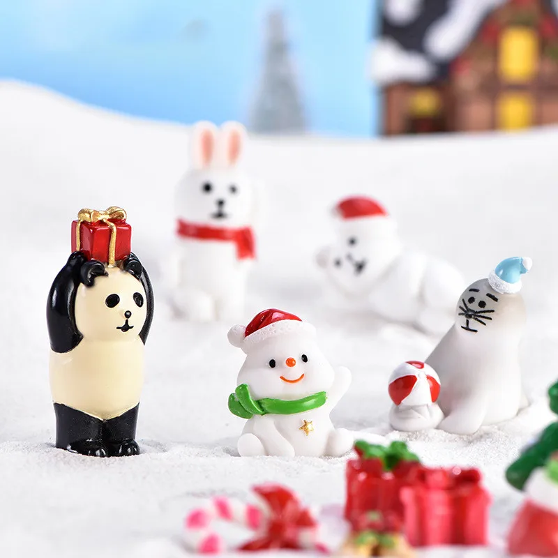 Resin Christmas Ornaments Decorations Panda Rabbit Snowman Santa Claus 1 Piece,Rabbit Ornaments,Rabbit Ornament,Ornament Crafts,Miniature Ornament,Panda Doll,Resin Ornaments,Miniature Figurines,Resin Crafts