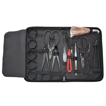 

16 Pcs Bonsai Tools Set Multi-Function Bonsai Carbon Steel Shear Set and Tool Kit /Roll Wires