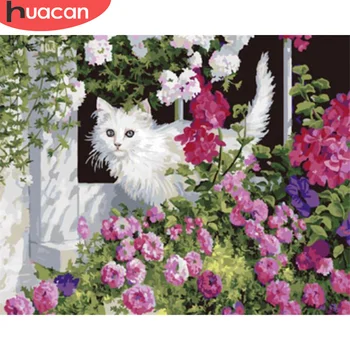 

HUACAN DIY Pictures By Number Cat Kits Painting By Numbers Flowers Drawing On Canvas Hand Painted Paintings Art Home Decor