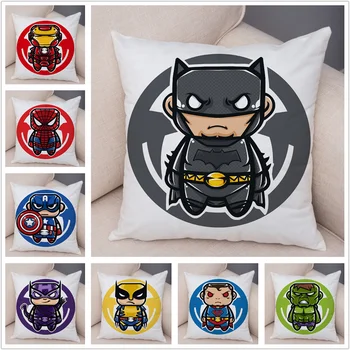 

Superhero Cushion Cover Marvel Avengers Pillowcase Superman Batman Spider-Man Hulk Pillow Case Plush for Sofa Car Home 45x45cm