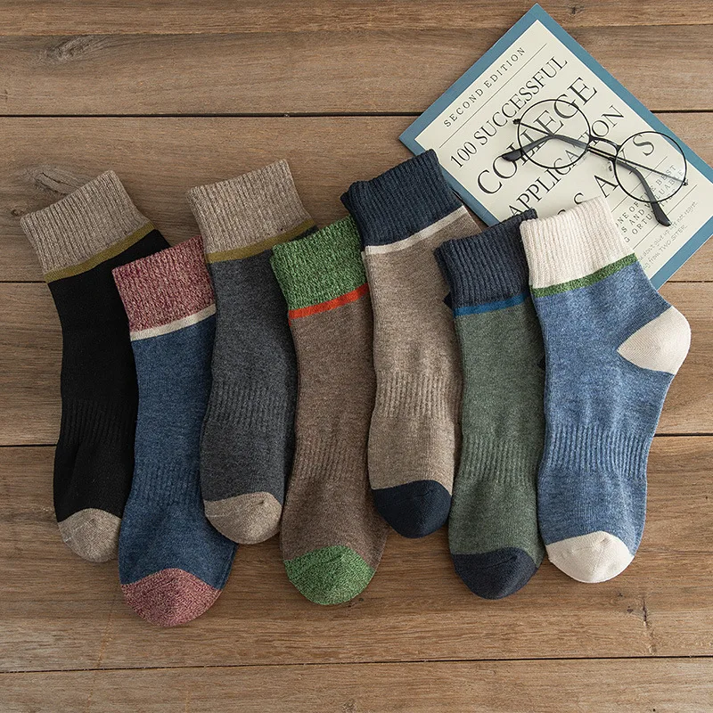 5 Pairs Pack Men Sports Socks Comfortable Pure Cotton Knee-High Socks Athletic Fitness Walking Yoga Sock Adult Male Cotton