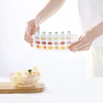 

Kitchen rectangular DIY creative popular small ice cube making mold ice tray carton 18 grid 3x2.5cm silicone fruit ice cream mak