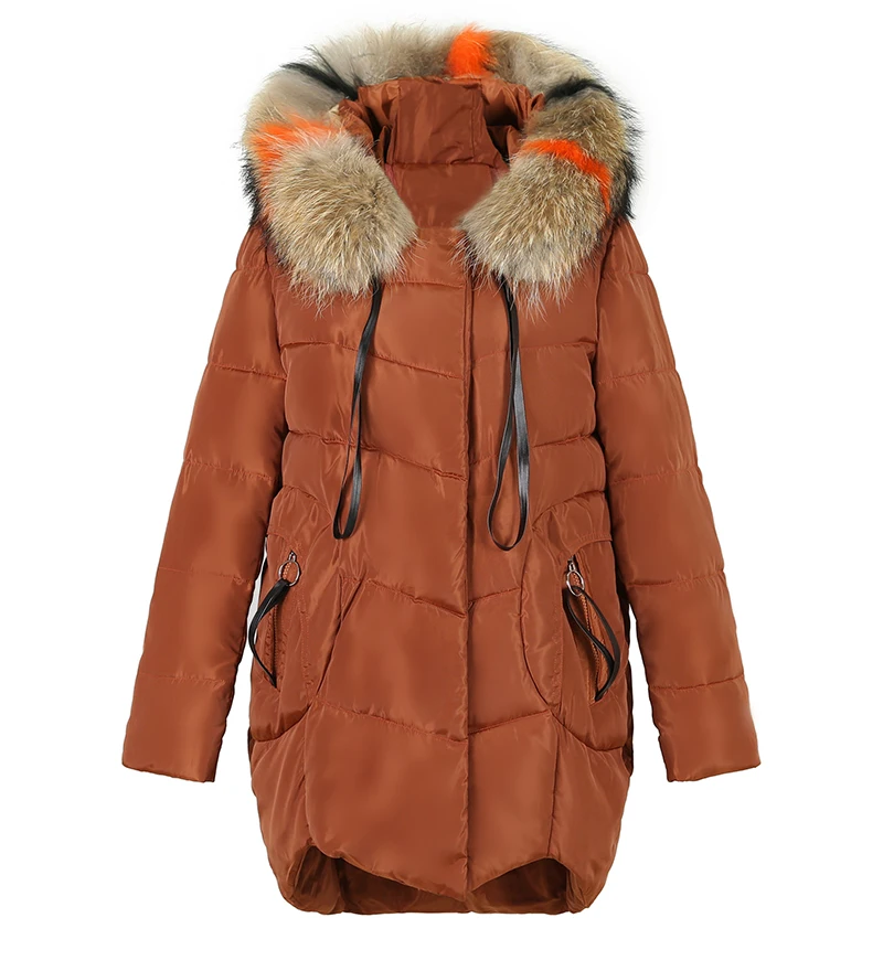 Women's Winter Long Down Jacket Hooded With Fur