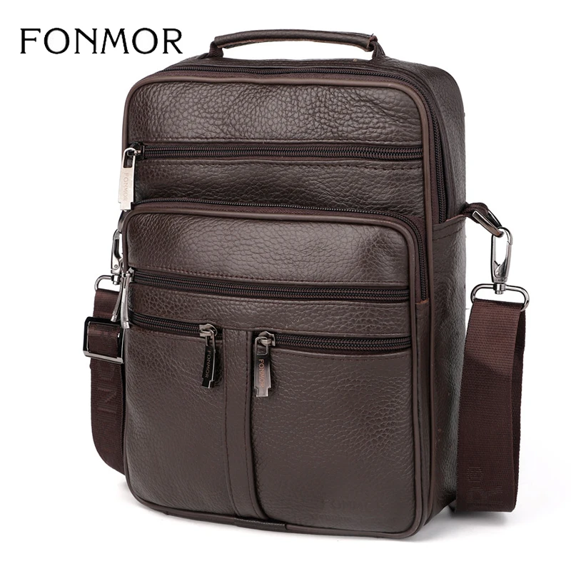  Fonmor Genuine Leather Bag Male Cowhide Crossbody Bags Shoulder Messenger Bags For Men Tote Ipad Br - 4000036070701