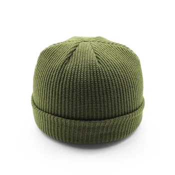 

Unisex Knit Cap Fashion Simple Retro Frilled Embroidered Letter Flanged Solid Color Knit Cap Y10.21