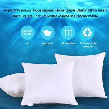 

【Global Free Shipping】Premium Hypoallergenic Home Stuffer Pillow Insert Sham Square Form Polyester 45X45CM Standard/White