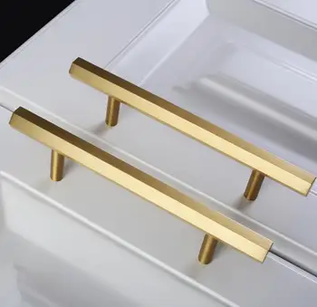 

Furniture Handls Gold Handle Wardrobe Handles Brass Hexagonal Handle for Drawer Closet Hexagon Long Handles
