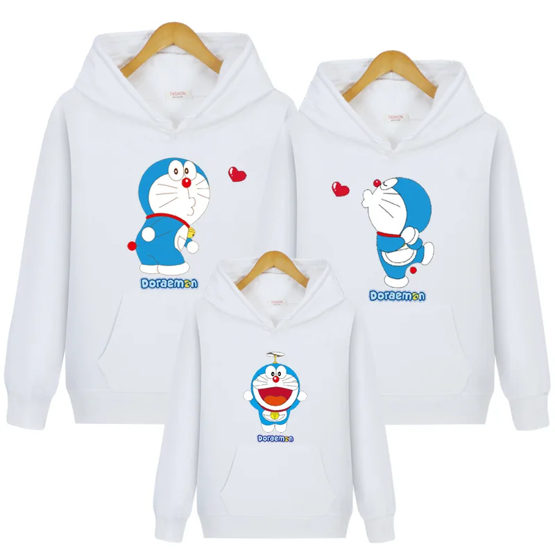 Толстовка с капюшоном с надписью «Doraemon Kiss»; Fuuny; одежда для папы, мамы и ребенка; одинаковые комплекты для семьи; подарки для детей; Прямая поставка - Цвет: white Doraemon Kiss