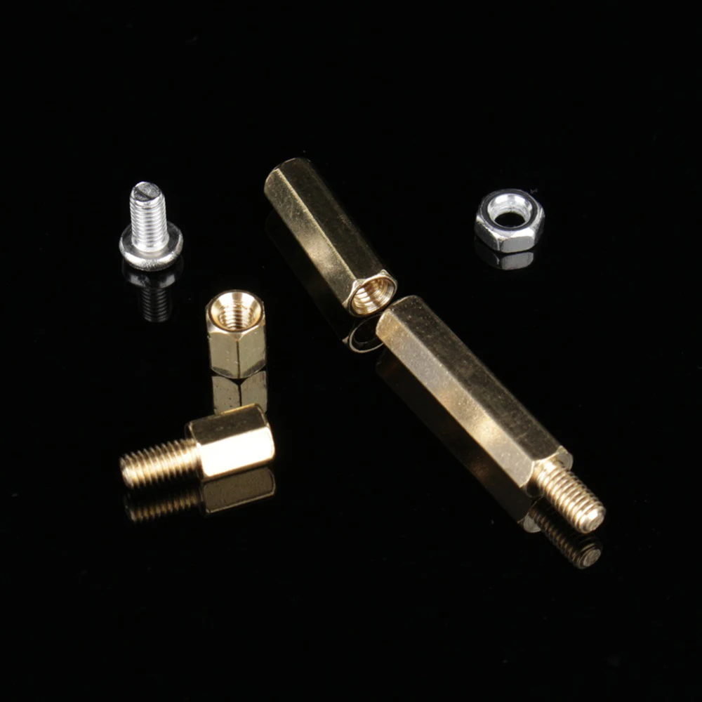 

Hot 120pcs M3 PCB Hex Male Female Threaded Brass Standoffs Threaded Screw Nut Assortment Set