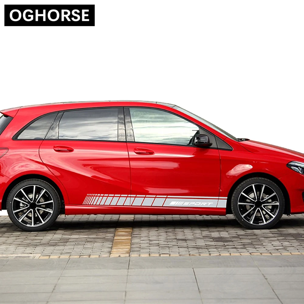 2 шт. автомобиля Стайлинг двери боковые полосы наклейка для Mercedes Benz A B C E CLA CLS GLA GLC класс A45 W205 W204 C63 W212 W213