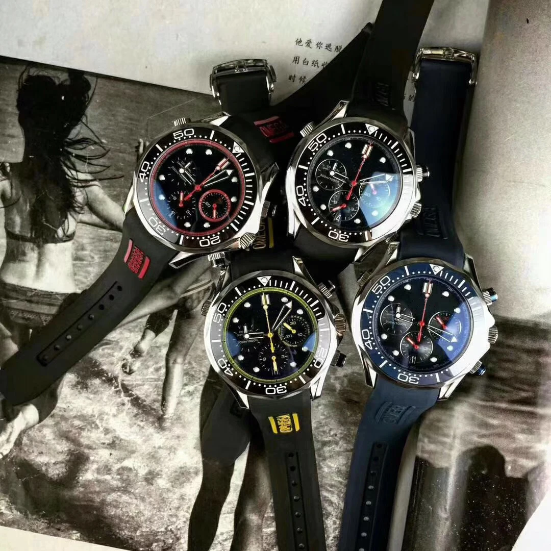 

Luxury Brand New Men Speed Ceramic Bezel Fashion Stainless Steel Black Blue Rubber Limited Chronograph Sapphire Waterproof Watch