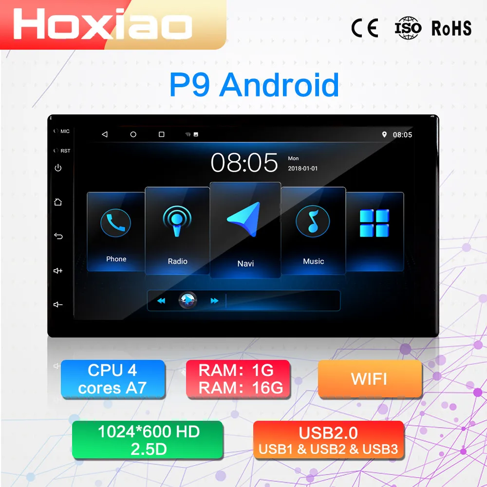 

Android 2 din Car Radio multimedia Player embedded with Touch Screen FM DAB BT GPS WIFI NO DVD 7 "HD Car Audio Navigation 2DIN