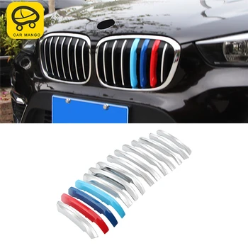 

CARMANGO for BMW F48 X1 2016 2017 2018 Auto Car-styling Front Hood Middle Net Grills Grille Frame Trim Sticker Cover Accessories
