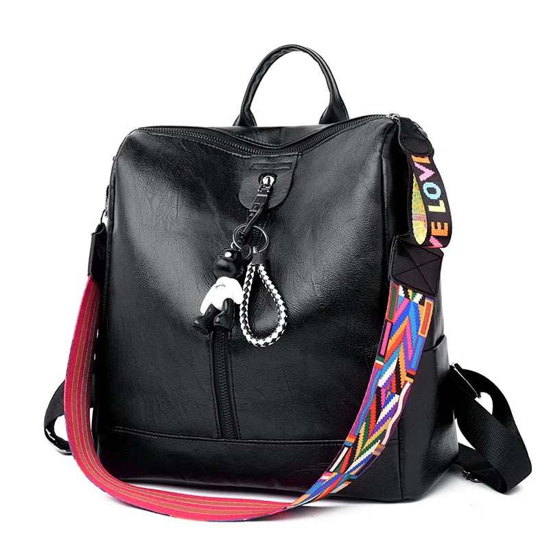 

2018 New Style Fashion PU Backpack Women's Lightweight Pu Soft Leather Large Capacity School Bag Multi-functional Travel Bag