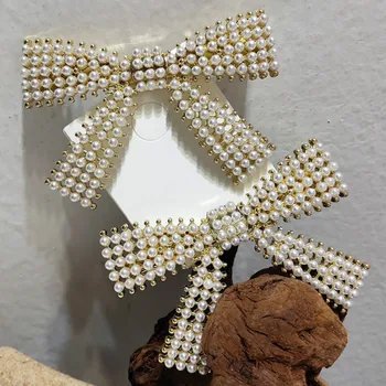 

Pearl Bow Hairpin Sweet Temperament Metal Bangs Clip Barrette simple Hairclip Headdress Beauty Styling Tools Accessories