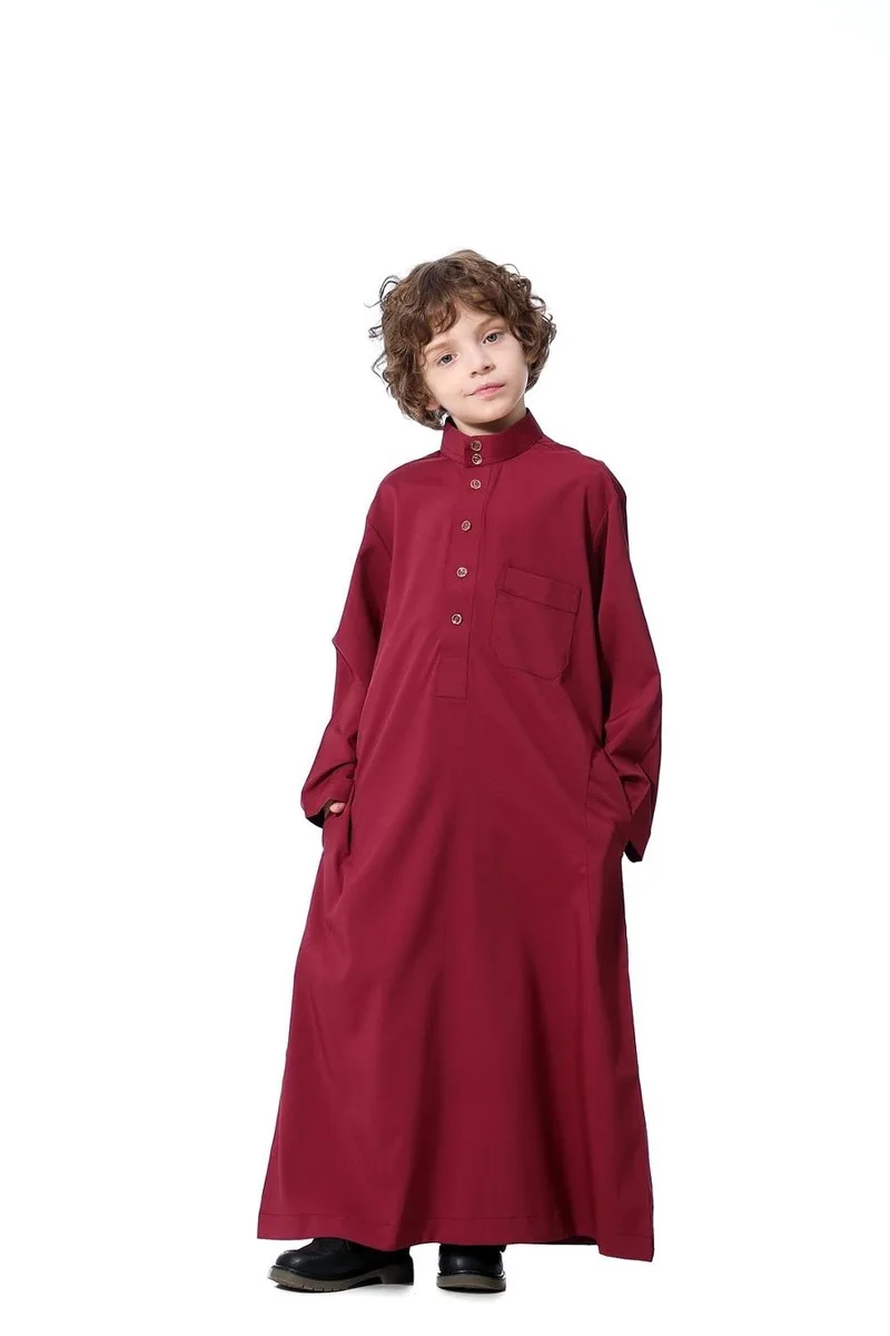 4Color Muslim Pakistan Islamic Abaya Clothing For Boys Saudi Arabia Turkish Jubba Thobe Eid Mubarak Prayer Caftan