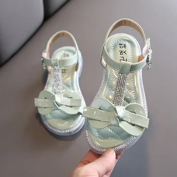 

2020 Summer Girls Rhinestone Bowtie T-strap Sandals AS0250