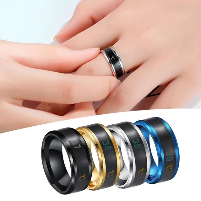 Juego de anillos de boda para mujer, monitor de temperatura, sensor digital  de temperatura corporal, anillo inteligente, anillo de boda, pareja, anillo  de ansiedad para niñas, a, Taille unique : : Moda