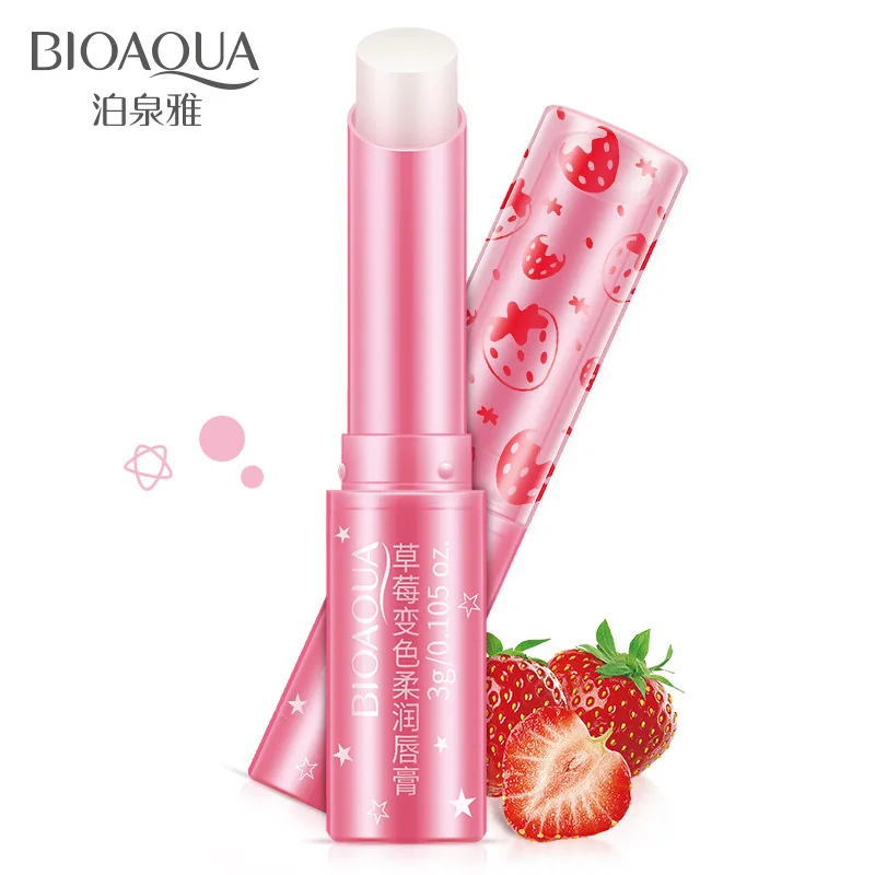 BIOAQUA brand Strawberry Lip Balm lip care moisturizer not fade lip lines lipstick brand makeup beauty baby skin care