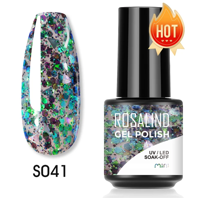 ROSALIND 7ml Gel Polish Semi Permanent Nails Gel Polish Soak Off UV LED Base Top Coat Vernis Nail Art Glitter Gel Varnish SLS-S041