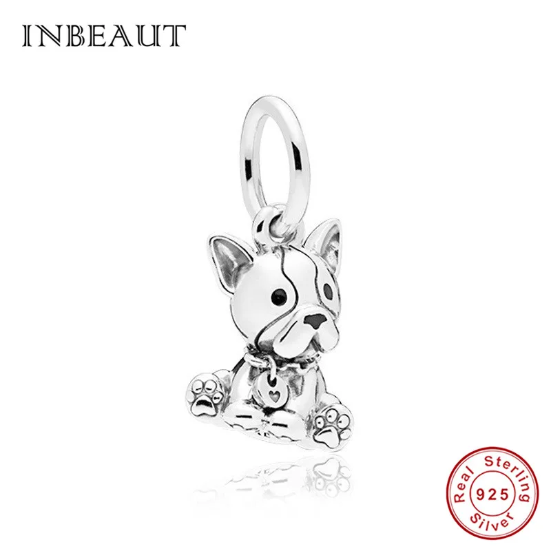 c096 Браслет INBEAUT fit Pandora, серебро 925,, коала, кошка, лиса, бульдог, подвески, слон, лиса, собака, кролик, медведь, бусины, домашнее животное, сделай сам, ювелирное изделие - Окраска металла: c096
