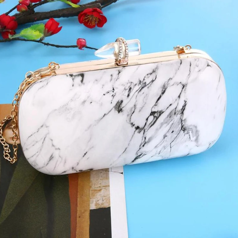 

Women Messenger Shoulder Party Bag Fashion Evening Bags Female Marble Stone Clutch Portable Pouch Mini Handbag New