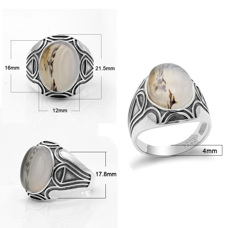 Уникальное 925 пробы Серебряное большое мужское кольцо с камнем с натуральным ониксом кольцо турецкое тайское серебро ручной работы ювелирные изделия для мужчин и женщин