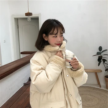 

Make tooling cotton-padded jacket female han edition easing the new winter cotton-padded clothes coat lamb thickening and fine h