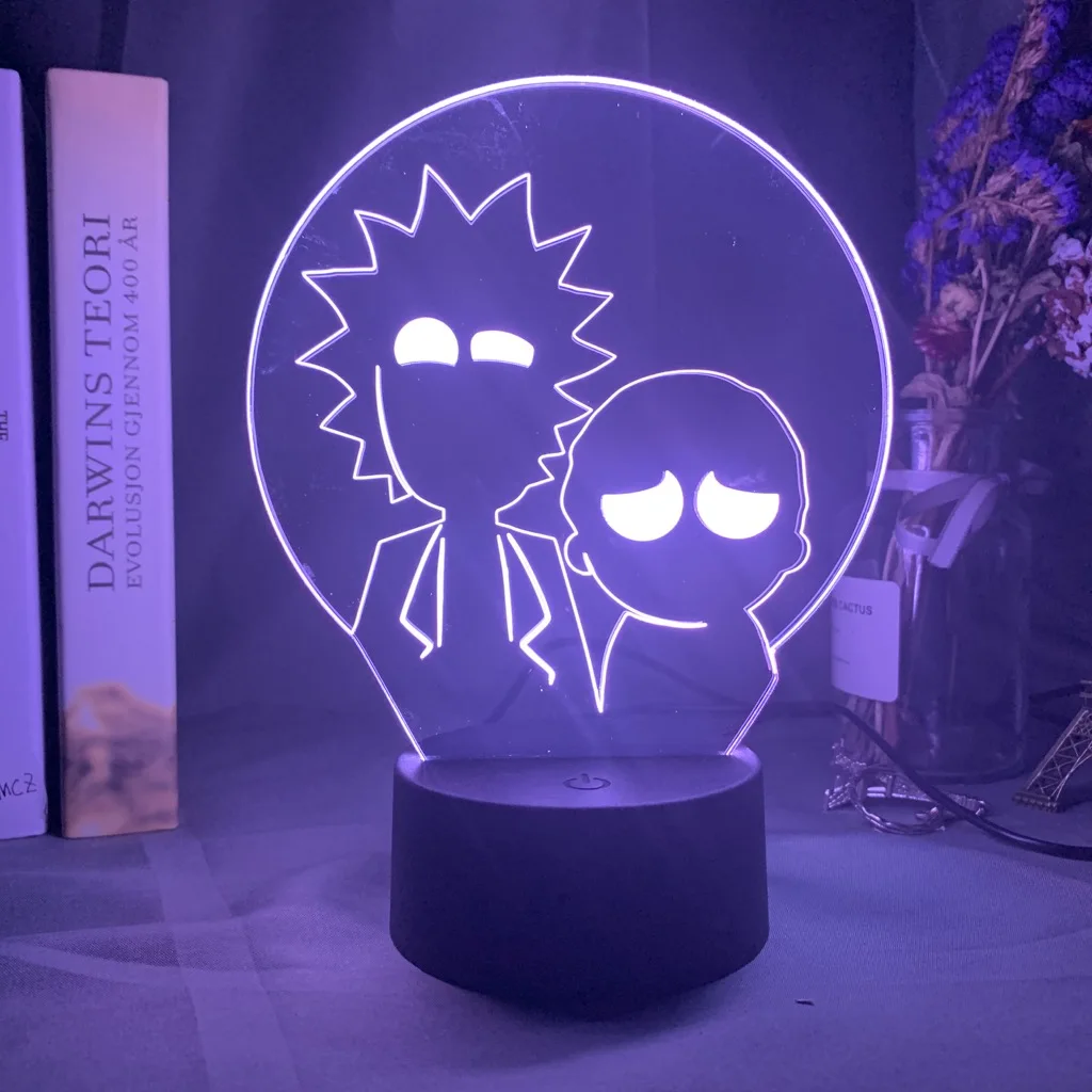 Funny Rick& Morty Figure Led Night Light for Kids Bedroom Decoration Color Changing Nightlight Cool Bedroom Lamp Rick and Morty
