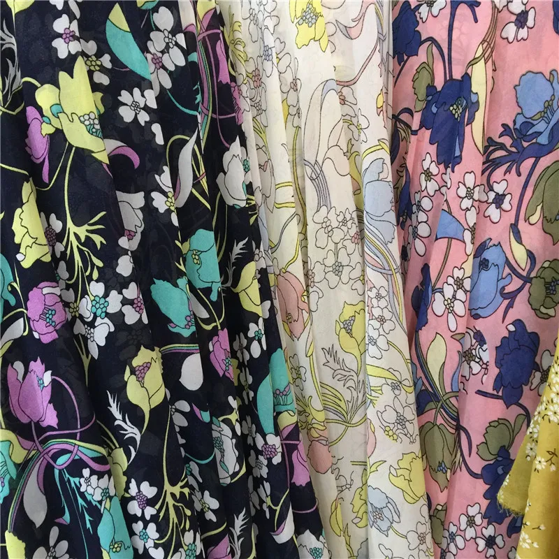 

2019 Tissus Au Metre High-grade Printed Chiffon Beads, Flowers, Small Fragments Shirts, S, Dresses, Dresses And Shirts Fabrics