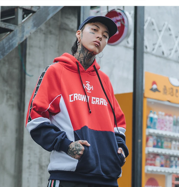 Aelfric Eden цветные часы повседневные мужские толстовки с капюшоном Harajuku уличная Лоскутная Толстовка мужской хип хоп хлопковый пуловер