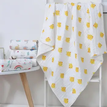 

110x110cm Baby Soft Bathing Towel Adorable Towel Cartoon Blanket Cotton Bath Towel for Baby Infant Newborn Yellow Chick