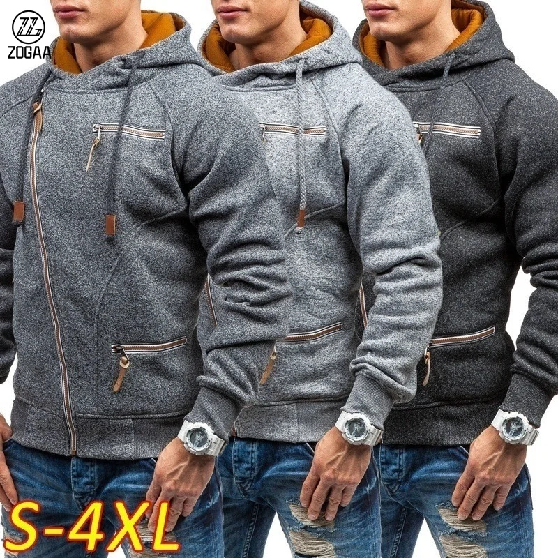 

ZOGAA New Fashion Men's Jacket Sports Fitness Leisure Cardigan Hooded Spring Jacket Casual Zipper Sweatshirt Hooded Coat