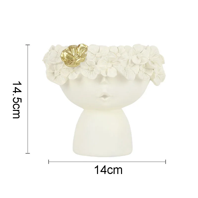 Fairy Garden Flower Vase Flower Pot Resin Figurines Modern Decor Desktop Storage Ornaments Wreath Girly Abstract Sculpture 5