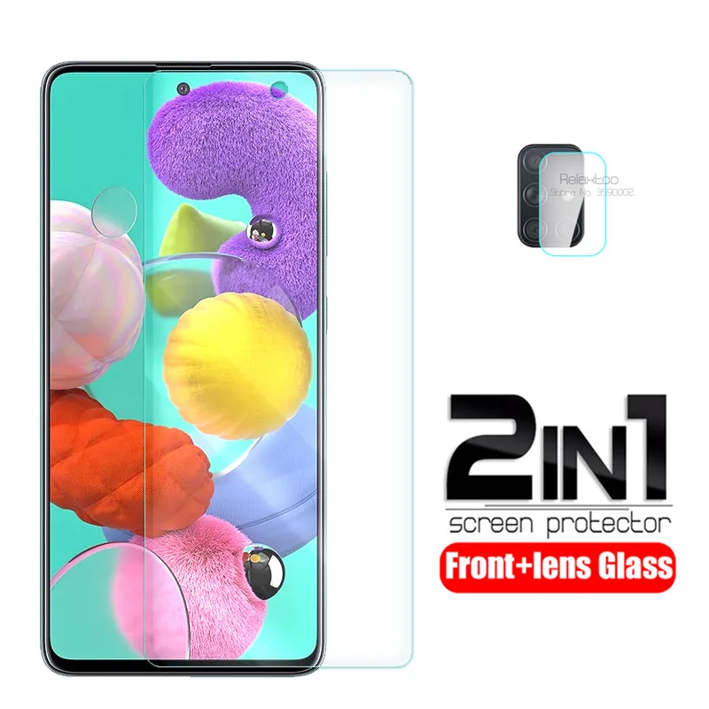 Защитное стекло 2 в 1 для samsung a51 2019 Защита экрана sumsung a 51 a515F закаленное объектива