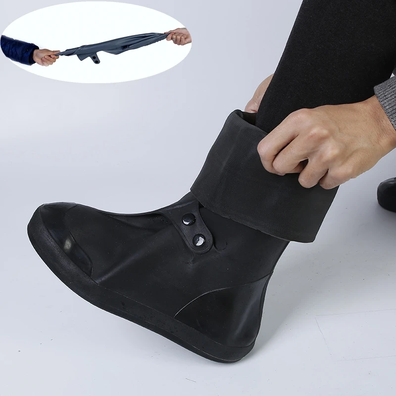 

High Top Rain Boots Shoe Cover Reusable Waterproof Cold Resistance Thickened Overshoes Keep Warm in Winter for Outdoor