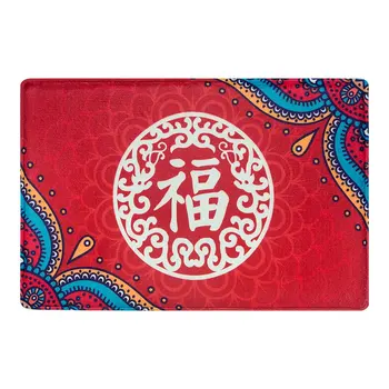 

Flannel Festive Red Home Creative Carpet Mats Home Suede Bedroom Kitchen Long Strip Non-Slip Absorbent Mat