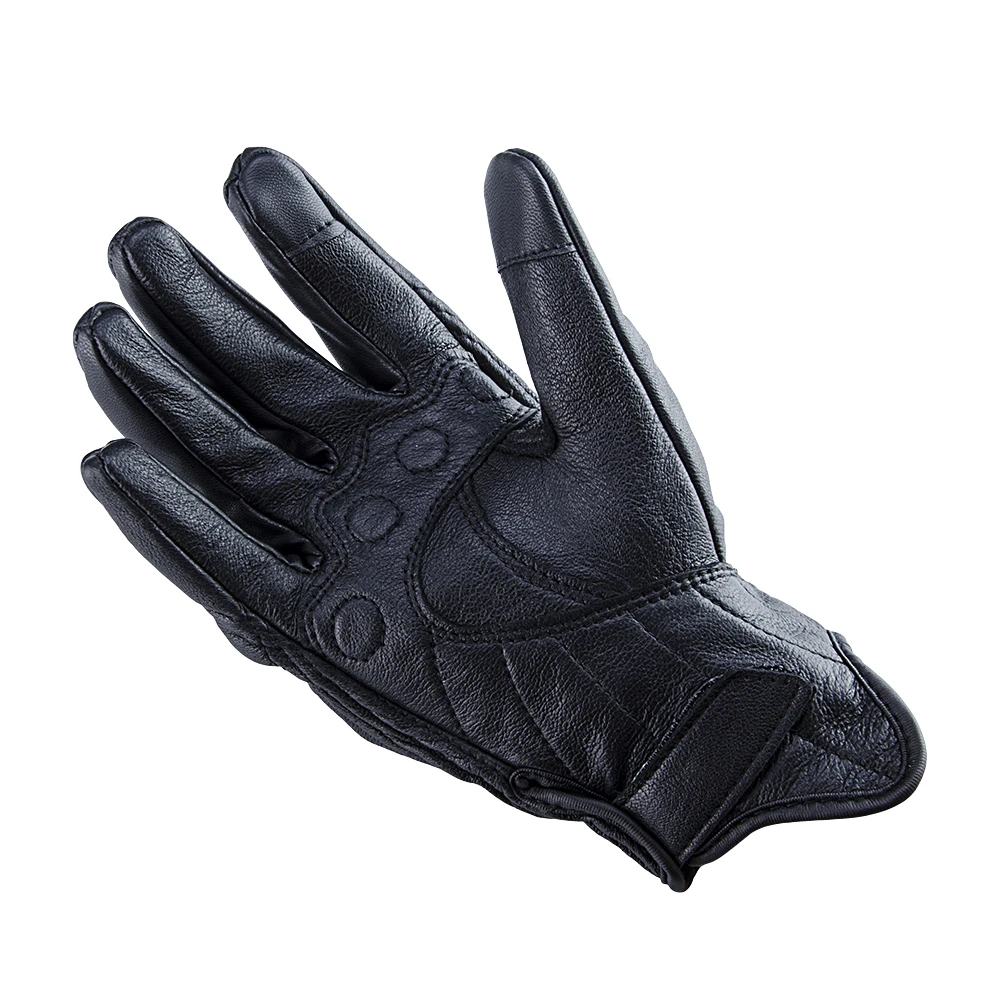 Ретро перфорированные кожаные мотоциклетные перчатки сенсорный экран полный палец черные защитные шестерни перчатки для мотокросса