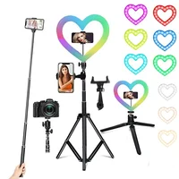 Rgb Dimbare Led Selfie Ring Licht Invullen Fotografie Led Ring Lamp Met Desk Statief Voor Make Video Live Aro De luz Para Celular
