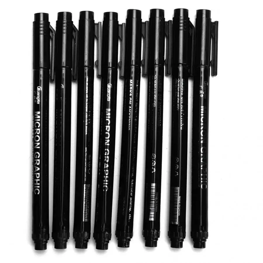 8 шт. мелкий наконечник микрон Лайнер Маркер черные чернила для ручки Водонепроницаемый Рисунок ручка для комиксов ручная роспись школьные принадлежности