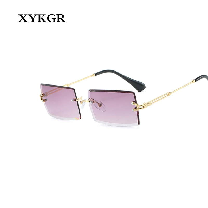 XYKGR2019 новые женские модные бескаркасные Квадратные Солнцезащитные очки Модные маленькие очки мужские брендовые дизайнерские UV400 Солнцезащитные очки