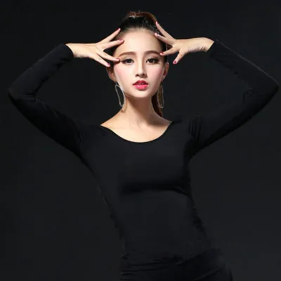 Women Latin Dance Basic Top Latin Top Girl Dancewear Sexy Ballroom Samba Tango Flamengo Dancing Practice T-shirt Costume dance shirts