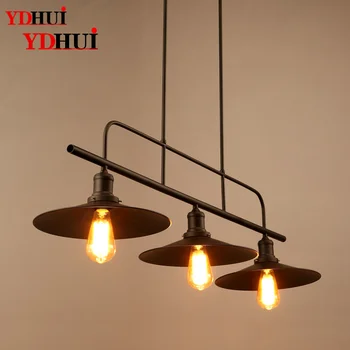 

Loft Nordic billiard table lamp Cafe American retro industrial wind bar restaurant three-end pot cover iron pendant lamp