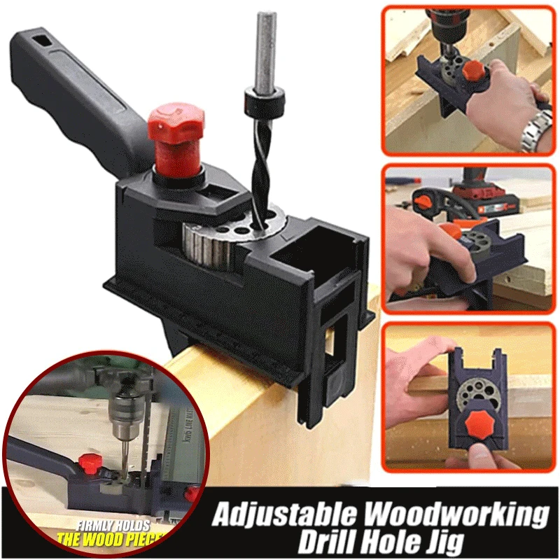 DrillLocatorToolWoodworkingCarbonSteelHoleJigDrillingGuide