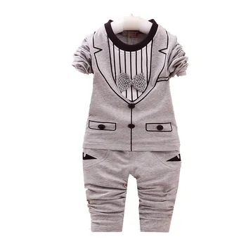

New Children Fashion Clothes Kid Boy Cotton Long Sleeve Cravat T Shirt Pants 2Pcs/sets Baby Infant Coat Toddler Casual Tracksuit