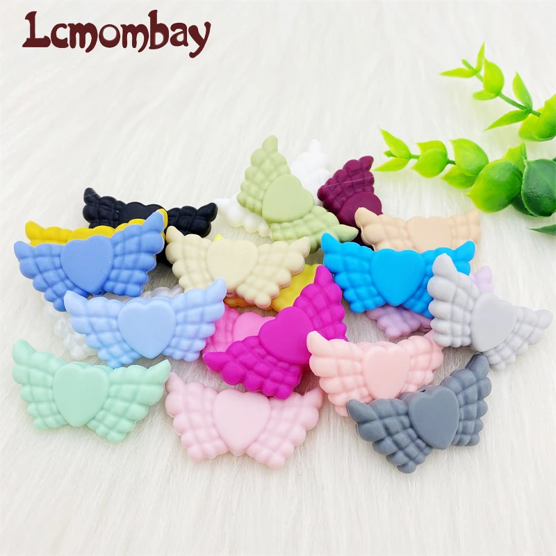 10PCS  BPA Free Angel Wing silicone Beads Baby Teethers Food Grade Baby Teething Toys For Pacifier Chain Necklace DIY Accessorie 2