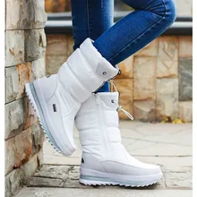 Зимние сохраняющие тепло женские сапоги зимние сапоги до середины икры Женские теплые меховые плюшевые стельки высокого качества botas mujer Размер 36-40